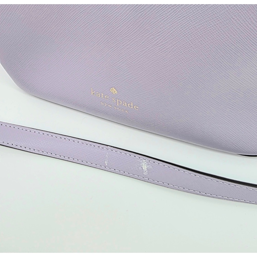 Kate Spade Pastel Saffiano Leather Bucket Bag Womens Lavender Crossbody Handbag - Picture 6 of 8